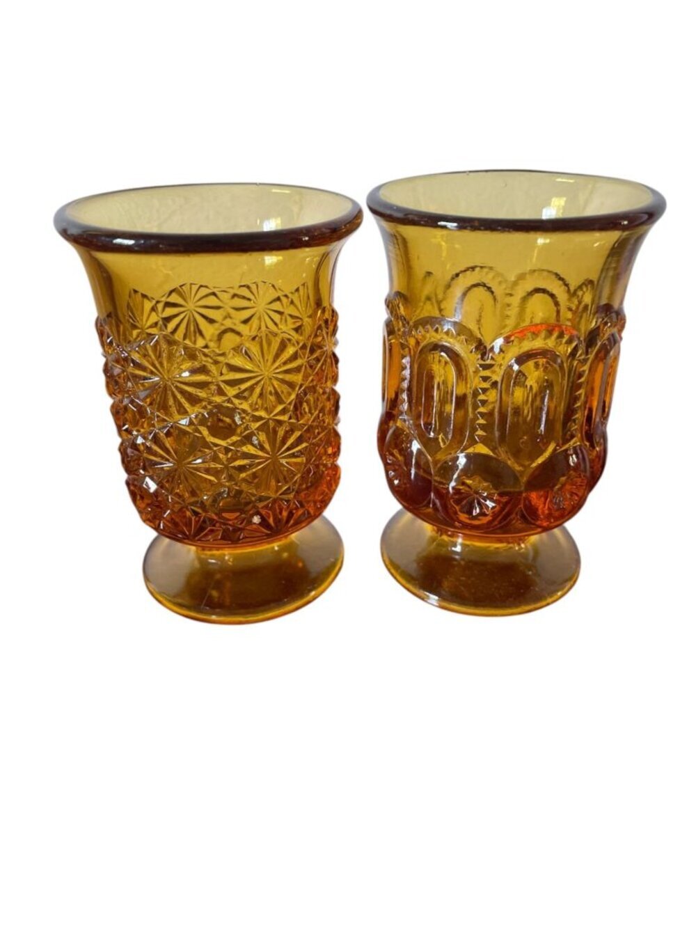Vintage L.E. Smith Glass toothpick holders  Moon and Stars and Daisy and Button